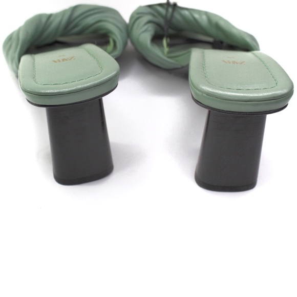 Zara New Knotted Heeled Leather Sandals 7.5 / 38 Seafoam Green NWT - Picture 12 of 16
